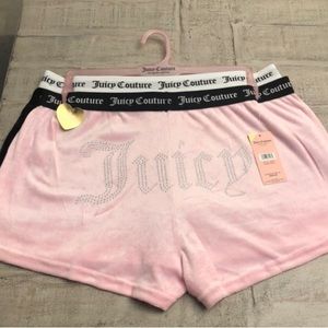 JUICY COUTURE pack of two velour shorts pink and black size LARGE.